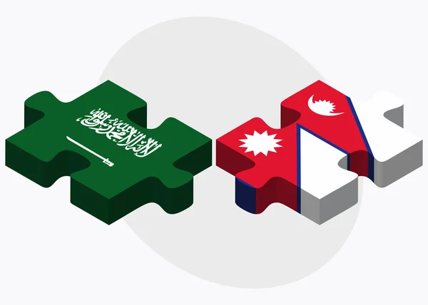 沙特阿拉伯和尼泊尔国旗 — 图库矢量图片