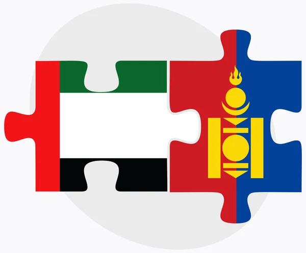 Émirats arabes unis et Mongolie Drapeaux — Image vectorielle