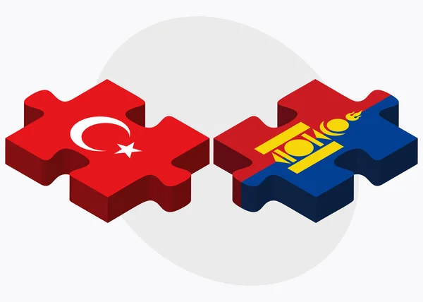 土耳其和蒙古国旗 — 图库矢量图片