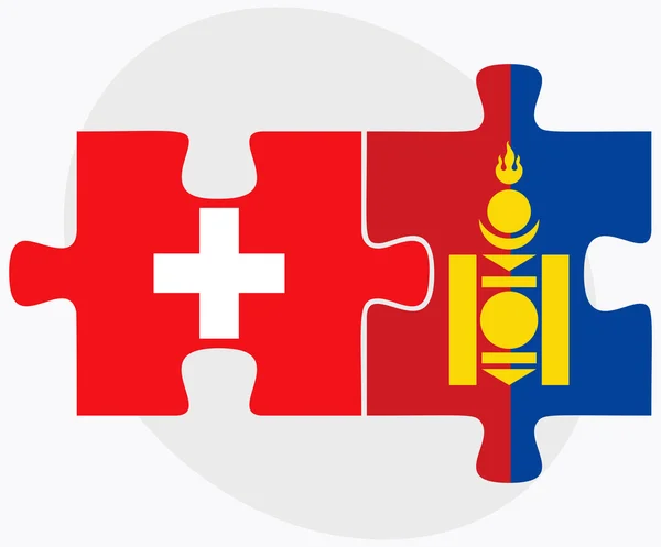 Schweiz och Mongoliet flaggor — Stock vektor