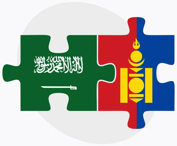 Banderas de Arabia Saudita y Mongolia — Vector de stock