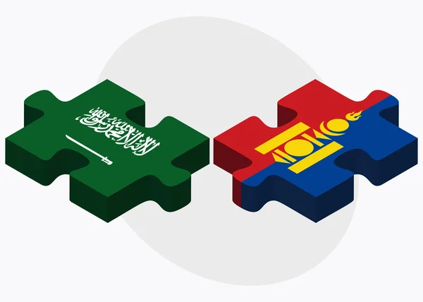 Banderas de Arabia Saudita y Mongolia — Vector de stock