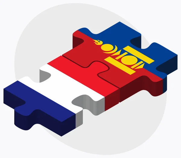 Frankrike och Mongoliet flaggor — Stock vektor