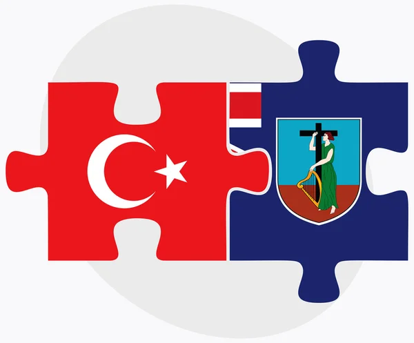 Bandiere Turchia e Montserrat — Vettoriale Stock