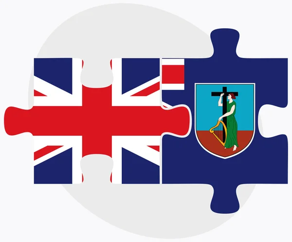 Egyesült Királyság és Montserrat zászlók — Stock Vector