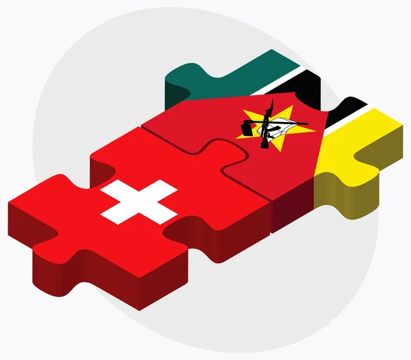 Schweiz och Moçambique flaggor — Stock vektor