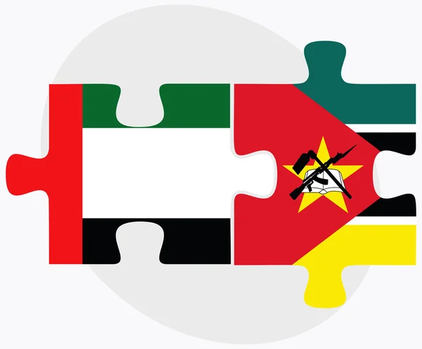 Émirats arabes unis et Mozambique Drapeaux — Image vectorielle