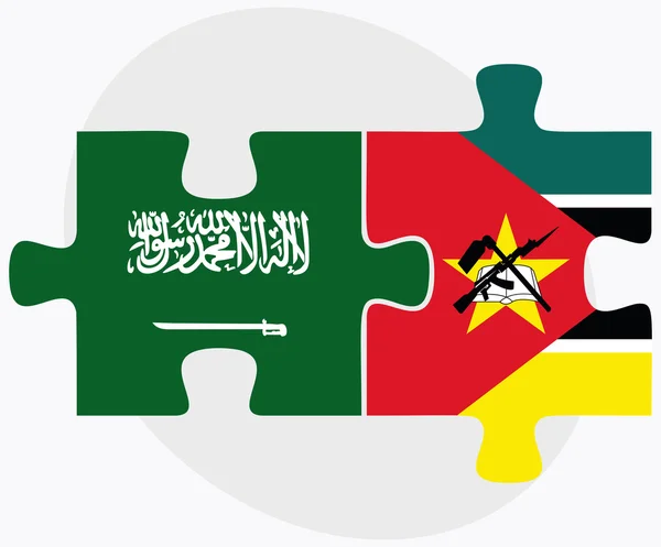 Banderas de Arabia Saudita y Mozambique — Vector de stock