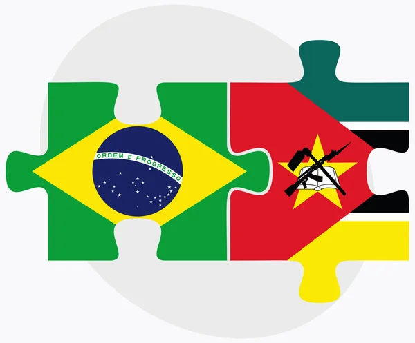 Brazilië en Mozambique vlaggen — Stockvector