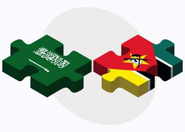 Banderas de Arabia Saudita y Mozambique — Vector de stock
