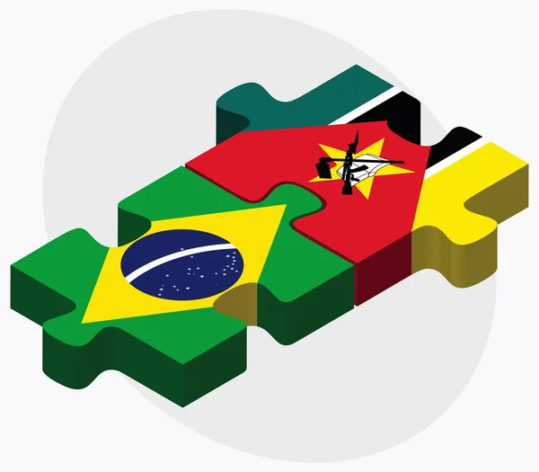Brazil and Mozambique Flags — Stock Vector