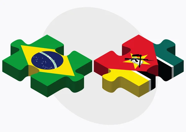 Brazil and Mozambique Flags — Stock Vector