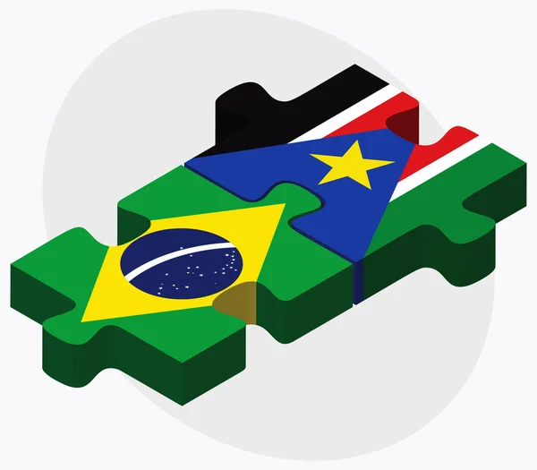Drapeaux du Brésil et du Soudan du Sud — Image vectorielle