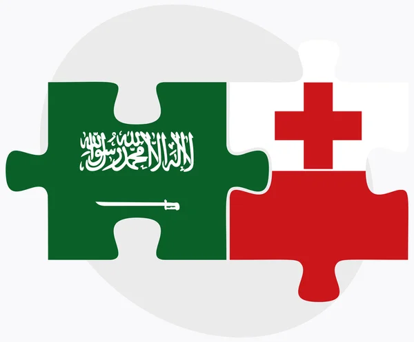 Saudiarabien och Tonga flaggor — Stock vektor
