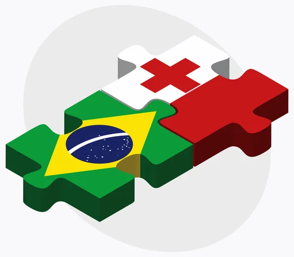 Brazil and Tonga Flags — Stock Vector