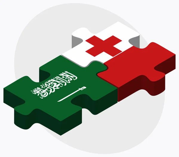 Saudiarabien och Tonga flaggor — Stock vektor