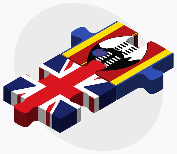 United Kingdom and Swaziland Flags — Stock Vector