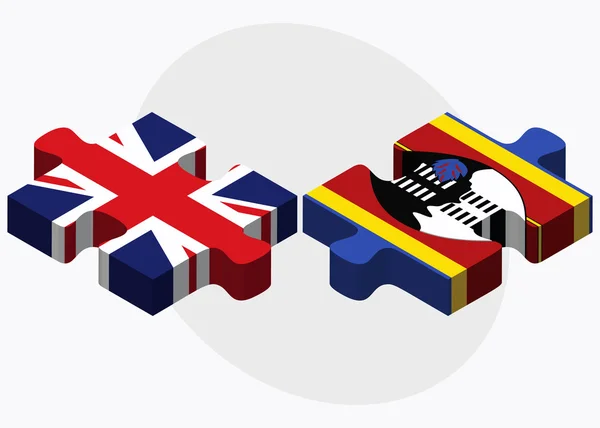 Banderas del Reino Unido y Swazilandia — Vector de stock