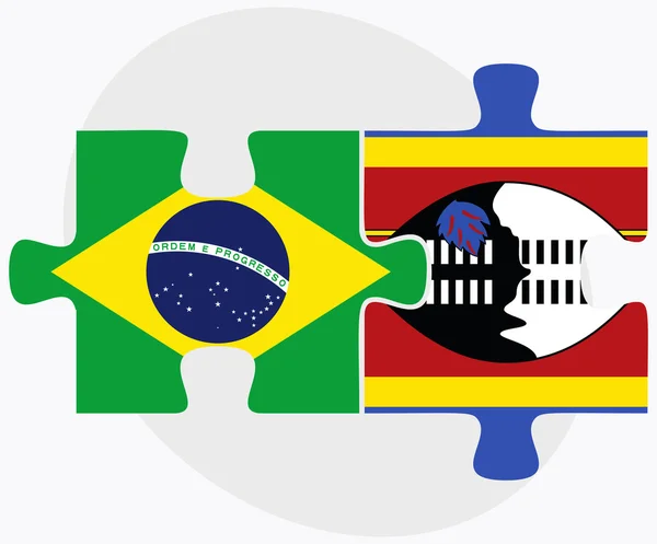 Brazilië en Swaziland vlaggen — Stockvector