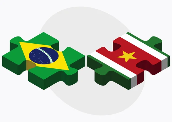 Brazil and Suriname Flags — Stock Vector