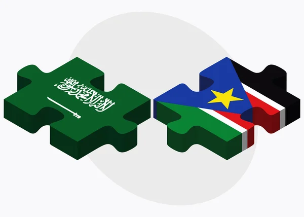 沙特阿拉伯和南苏丹国旗 — 图库矢量图片