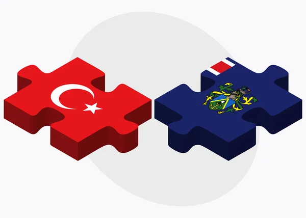 Bandeiras da Turquia e das Ilhas Pitcairn — Vetor de Stock