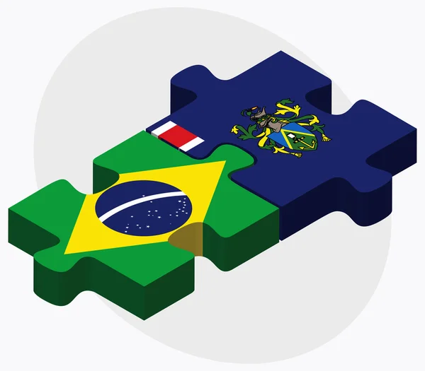 Brazilië en Pitcairn Eilanden vlaggen — Stockvector