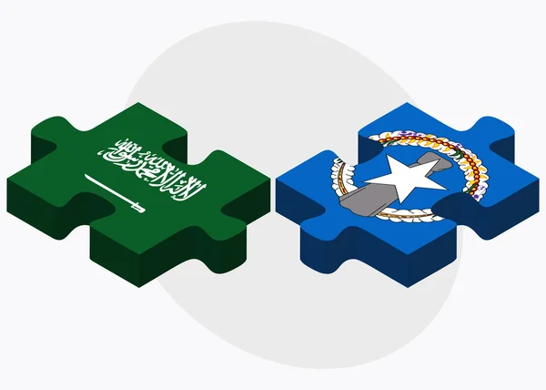 Saudiarabien och Nordmarianerna flaggor — Stock vektor