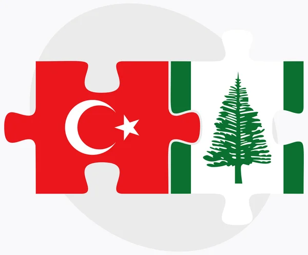 Türkiye ve Norfolk Adası bayrakları — Stok Vektör