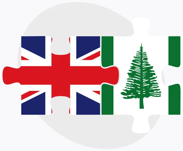 Banderas del Reino Unido y de la Isla Norfolk — Vector de stock