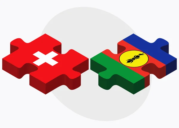 Switzerland and New Caledonia Flags — Stock Vector