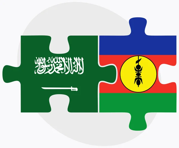 Saudiarabien och Nya Kaledonien flaggor — Stock vektor