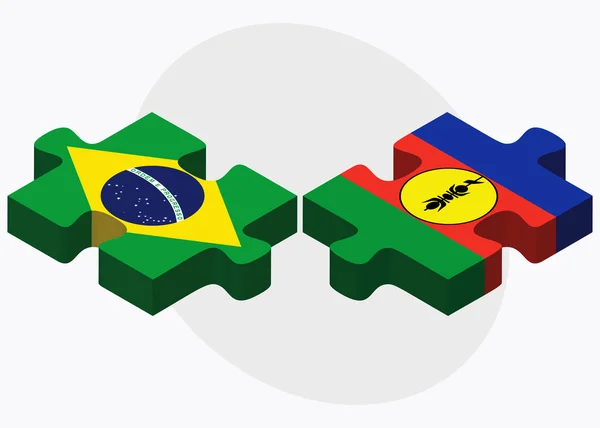 Drapeaux du Brésil et de Nouvelle-Calédonie — Image vectorielle