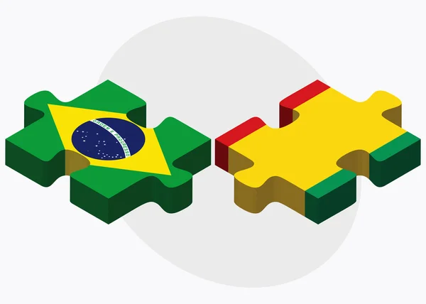 Bandeiras do Brasil e da Guiné — Vetor de Stock