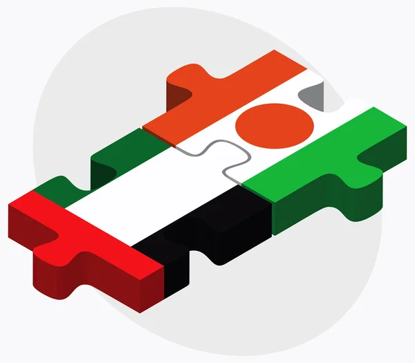 Emiratos Árabes Unidos y Banderas de Níger — Vector de stock