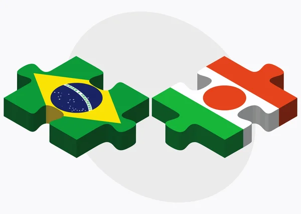 Brasilien och Niger flaggor i pussel — Stock vektor