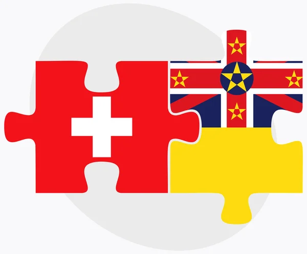 Banderas de Suiza y Niue — Vector de stock