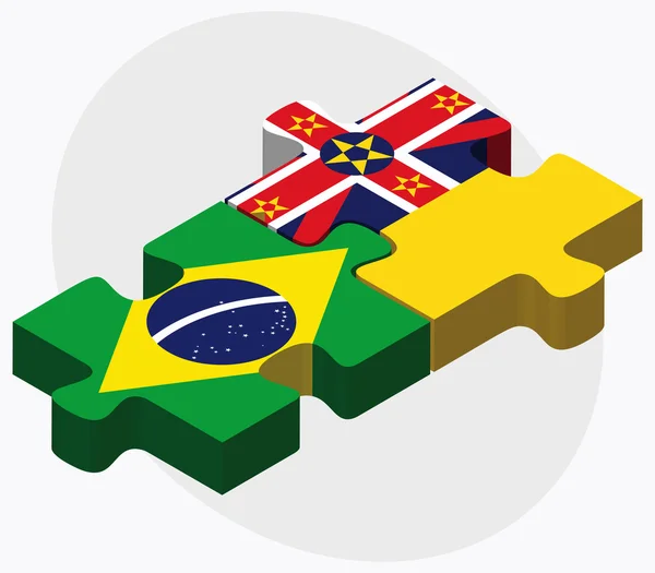 Brasilien und Niue Fahnen in Puzzle — Stockvektor