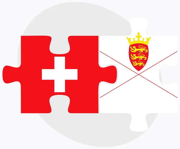 Banderas de Suiza y Jersey — Vector de stock