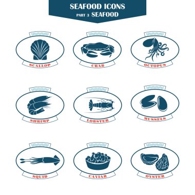 Deniz ürünleri simgeler. Balık simgeler