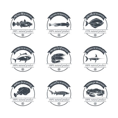Deniz ürünleri logo şablonu