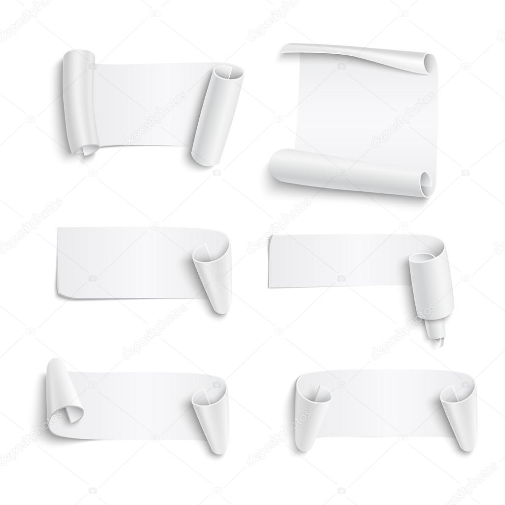 Set of white paper stickers