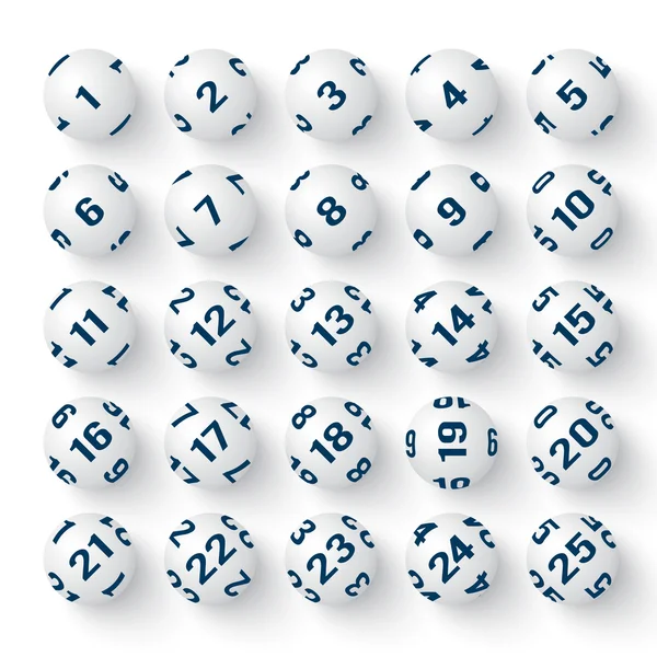 Set of realistic white bingo balls — Stock Vector