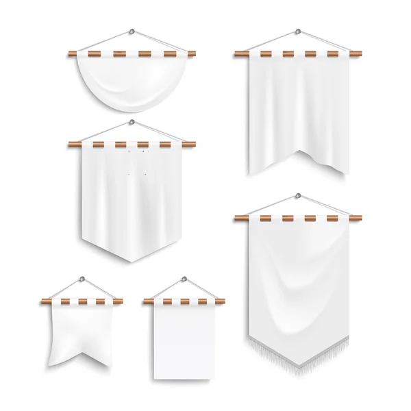 Gerçekçi beyaz Tekstil afiş kümesi