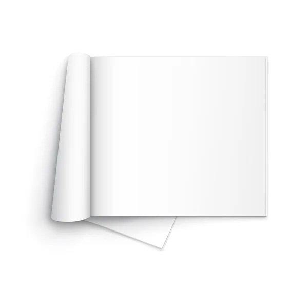 Modelo de revista aberta em branco no fundo branco — Vetor de Stock