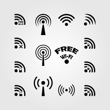 Set of wireless and wifi icons clipart