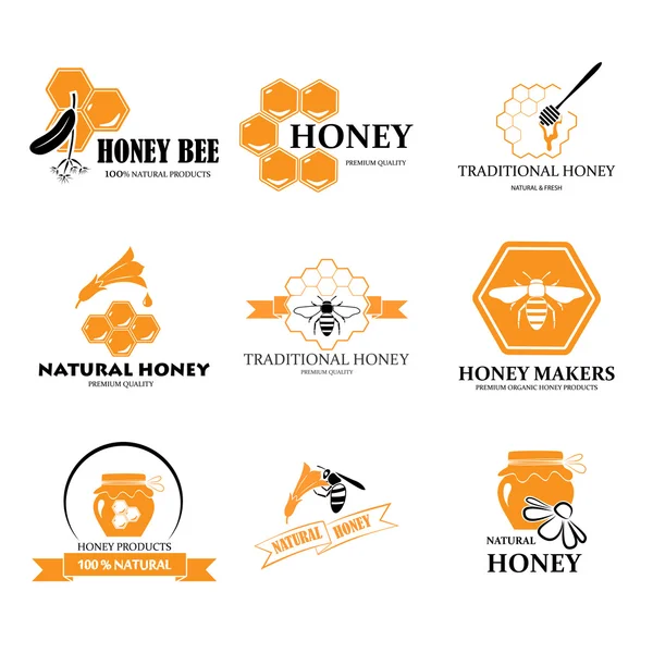 Conjunto de rótulos de mel —  Vetores de Stock