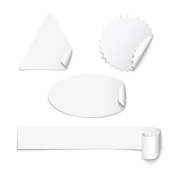 Conjunto de pegatinas de papel blanco — Vector de stock