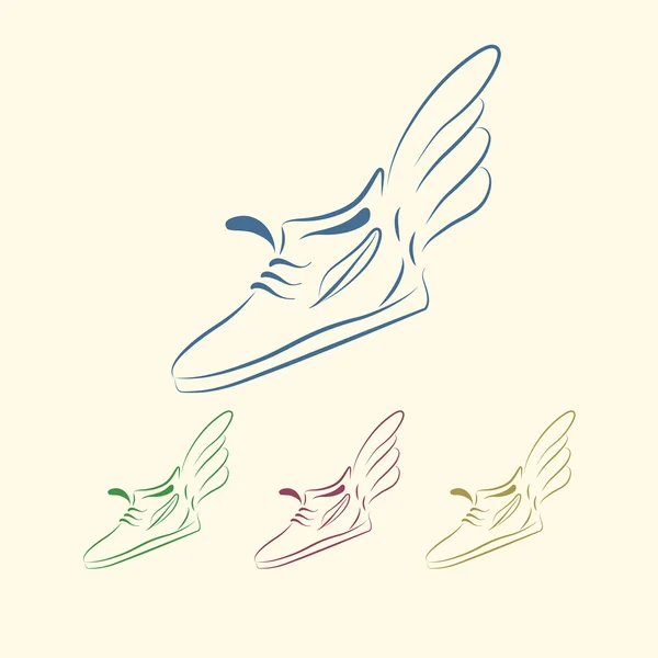 Acelerando iconos zapato de correr — Vector de stock