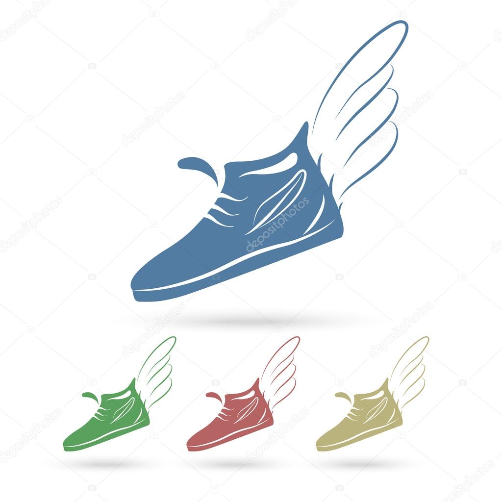 Speeding running shoe icons